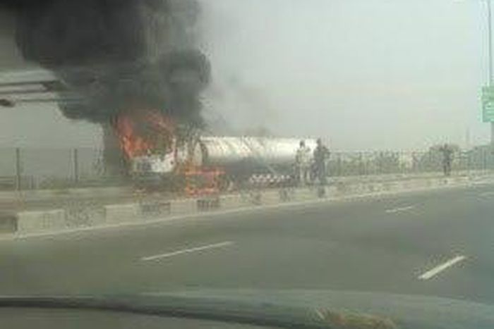 Tanker catches fire in Lekki on December 29, 2015
