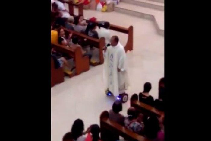 Priest suspended for riding a Hoverboard during mass
