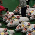 Bidding on tuna at Tokyo's fish market (pictured October 2018 at its reopening) stopped at at a whopping 333.6 million yen for an enormous 278-kilogramme (612-pound) fish