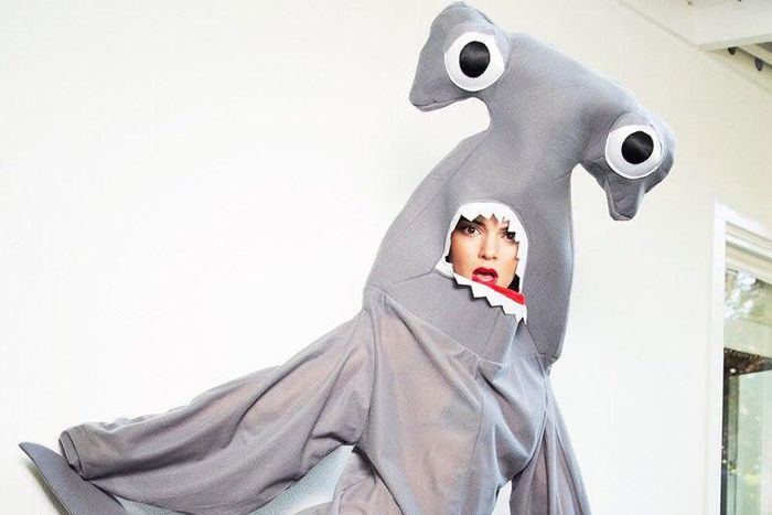 Kendall Jenner dos shark costume for LOVE Magazine