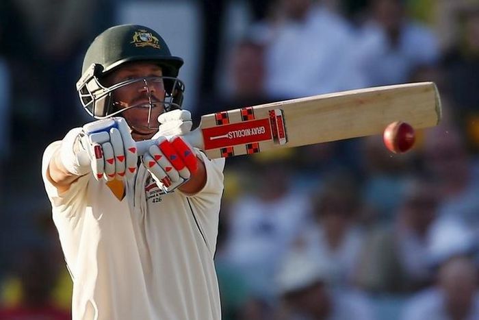 Australia's David Warner hits a boundary during the first day of the second cricket test match against New Zealand at the WACA ground in Perth, Western Australia, November 13, 2015. REUTERS/David Gray/Files