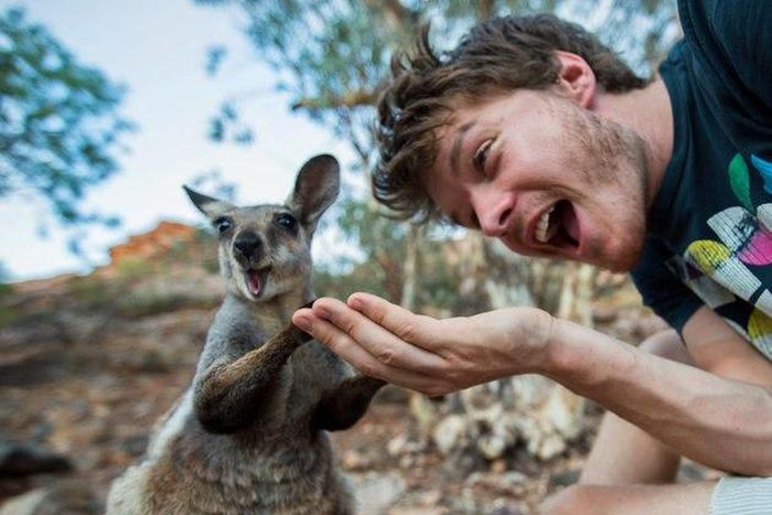 Meet the Man who loves taking selfies with Animals