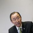 United Nations Secretary-General Ban Ki-moon reacts is pictured during an interview with Reuters during the World Climate Change Conference 2015 (COP21) in Le Bourget, near Paris, France, December 12, 2015.