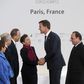 Netherlands Prime Minister Mark Rutte (2nd R) is welcomed by French President Francois Hollande (R) and (L to R) French Ecology Minister Segolene Royal, French Foreign Affairs Minister Laurent Fabius, President-designate of COP21, United Nations Secret...