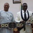 Isoko born African Wrestling Champion, Power Lee presents Medals to Governor Okowa