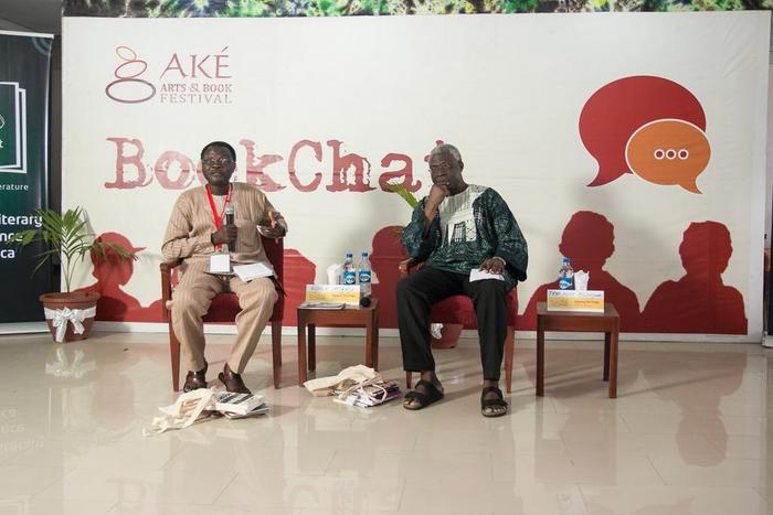 Left to Right, Kunle Ajibade, Professor Niyi Osundare at Ake Book and Arts Festival.