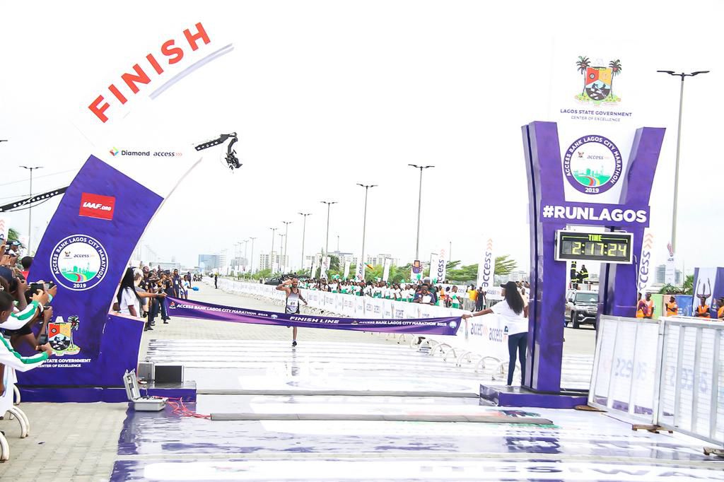 Ethiopian, Suntayahu Legese win with a time of 02:17:28hrs to beat all competition replacing  Abraham Kiprotich who won in 2018 at the Lagos city Marathon 2019