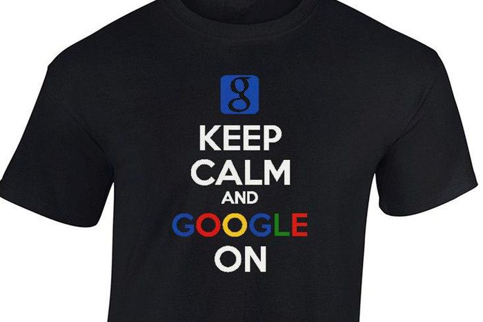 A 'Keep calm and google on' tee-shirt