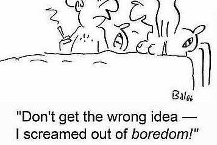 Cartoon couple in bed