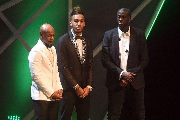 Andre Ayew, Pierre-Emerick Aubameyang and Yaya Toure at the Glo-CAF Awards