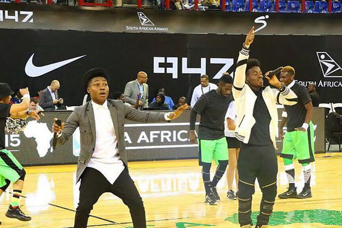 Reekado Banks and Korede Bello performing at the NBA Africa Games