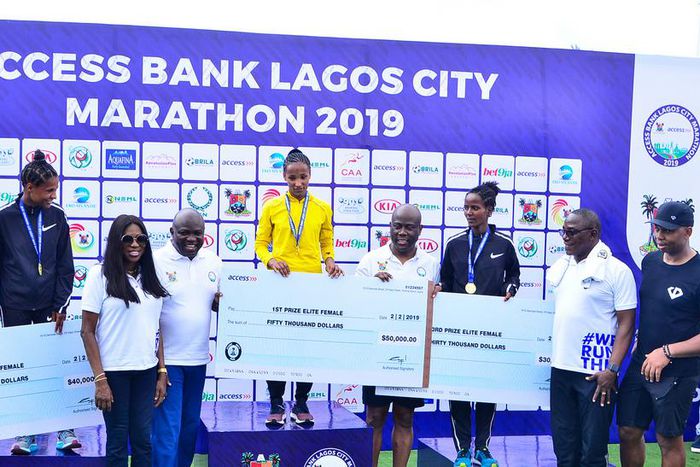 Ethiopian Dinke Meseret emerged winner while Alennesh Herpha and Kebena Chala took the second ($40,000) and the third position ($30,000) of the female 42km event at Access Bank Lagos City Marathon 2019