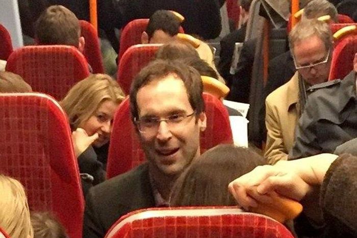 Petr Cech spotted on a train
