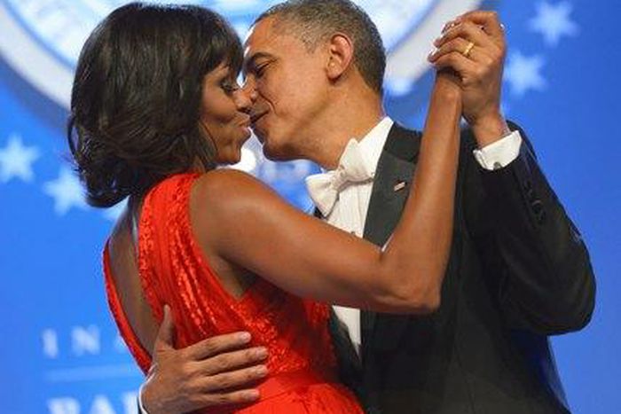 January 21, 2013: The president stole a smooch from Mrs. Obama while sharing a slow dance at the Inaugural Ball in Washington, D.C.