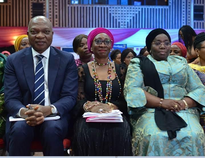 L-R: Managing Director, The Shell Petroleum Development Companies of Nigeria Limited and Country Chair, Shell Companies in Nigeria, Osagie Okunbor; founder and chairperson of the Advisory Board of Women in Successful Careers (WISCAR), Amina Oyagbola; a...