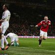 Wayne Rooney celebrates after scoring against Swansea