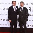 Leonardo DiCaprio with Tom Hardy at the premiere of The Revenant