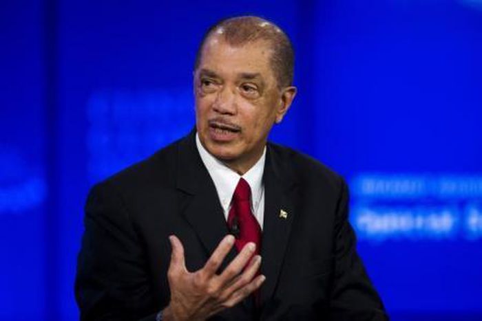 James Michel, president of the Republic of Seychelles, speaks at a session on sustainable oceans during the Clinton Global Initiative"s annual meeting in New York, September 28, 2015.