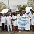 A picture showing a protest by Nigerian nurses