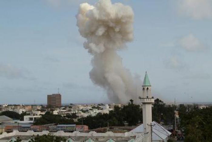 A file photo shows smoke from the Jazeera hotel during an attack earlier this year in Somalia"s capital Mogadishu, July 26, 2015.