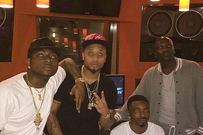 Davido, B-Red, Shizzi and Akon in the music studio