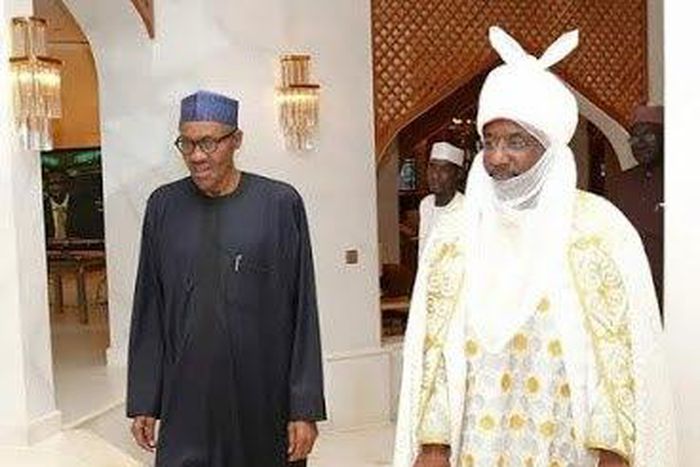 Emir of Kano, Sanusi Lamido Sanusi visits President Muhammadu Buhari in Abuja on August 4, 2015.