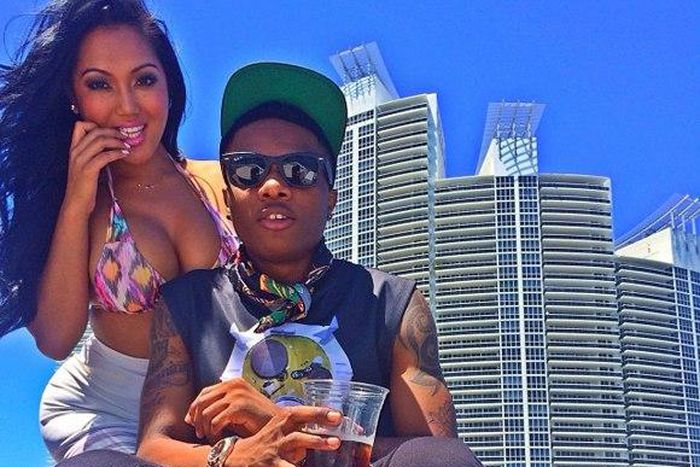 Wizkid and a video vixen on the set of his 'In My Bed' video shoot in 2014