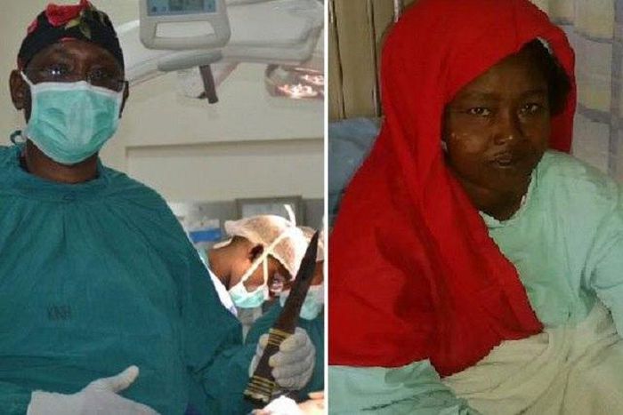Fatima Ibrahim and one of the doctors that removed the knife from her skull