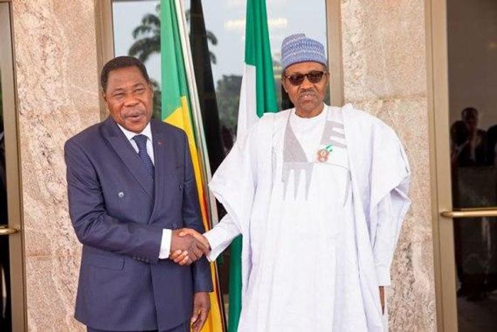 President Muhammadu Buhari meets with Benin Republic counterpart, Boni Yayi in Abuja on December 8, 2015