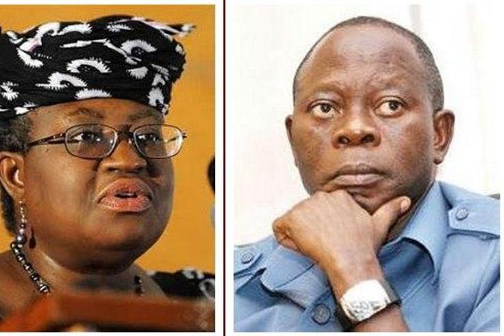 Ex-Finance Minister, Ngozi Okonjo-Iweala and Edo State Governor, Adams Oshiomhole