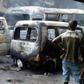 Burnt buses spotted under the Ojuelegba bridge, Surulere, Lagos