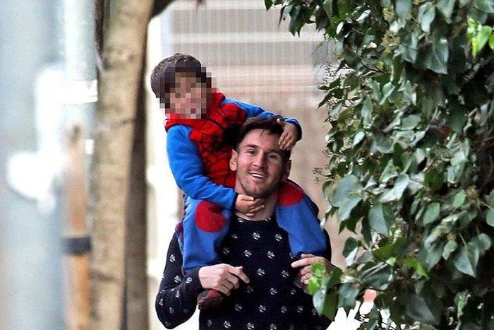 Lionel Messi and his son, Thiago