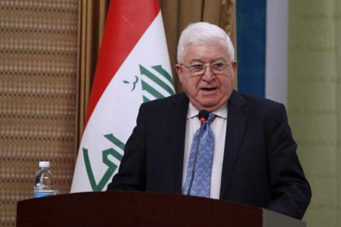 Iraq"s President Fouad Massoum speaks during a news conference at the Foreign Ministry in Baghdad March 31, 2015.