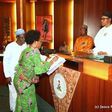 President Muhammadu Buhari swears in Head of Service, Winifred Oyo-Ita in Abuja on January 6, 2016