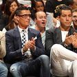 Cristiano Ronaldo and aids watching Miami Heat game against the Detroit Pistons at the American Airlines Arena.