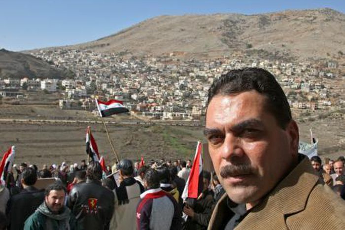 Released Lebanese prisoner Samir Qantar attends a rally at Ain al-Tineh village on the Syrian side in the Golan Heights in front of Majdal Shams village, in the Israeli-occupied area in the 1967 war, in this November 24, 2008 file photo. Lebanese milit...
