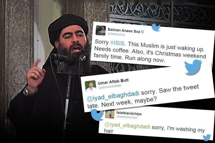 Muslim responses to Isis leader’s call to arms goes viral
