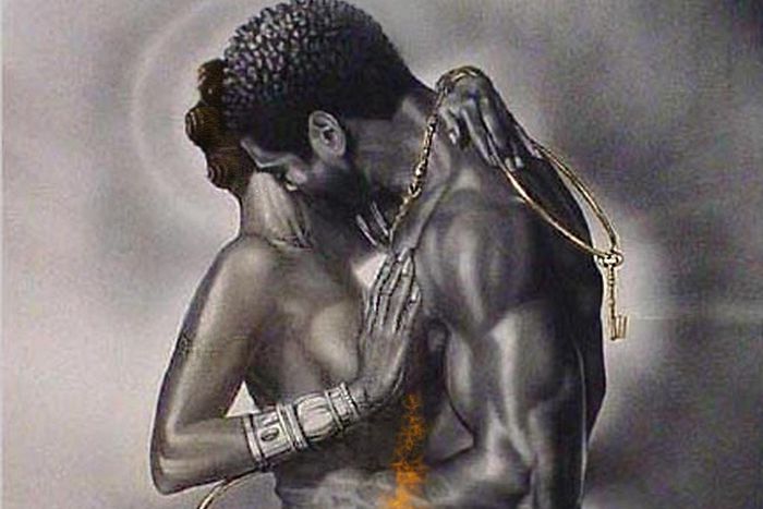 Drawing of intimate couple