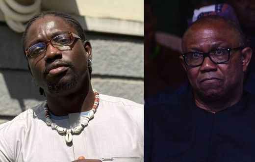 L-R: Martins Otse, popularly known as VeryDarkMan and Mr. Peter Obi. [Facebook/Getty Images]