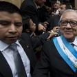The new Guatemalan President-Alejandro Maldonado, with security details.