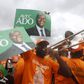 Suporters of Ivory Coast's President Alassane Ouattara and his party, the Rally of the Houphouetists for Democracy and Peace (RHDP), attend a campaign rally at Jean Paul II space in Yamoussoukro October 9, 2015. REUTERS/Thierry Gouegnon