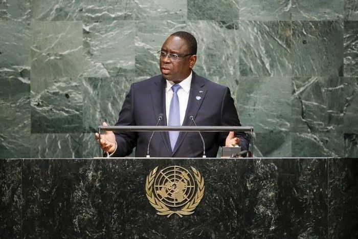 Senegal's President Macky Sall addresses attendees during the 70th session of the United Nations General Assembly at the U.N. headquarters in New York, September 28, 2015. REUTERS/Eduardo Munoz