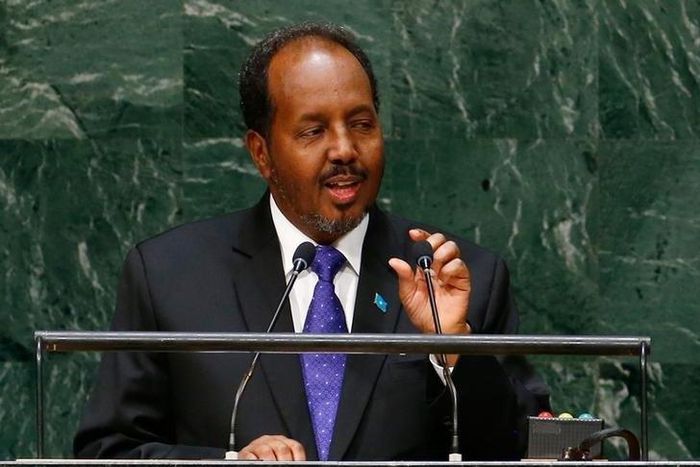 Hassan Sheikh Mohamud, President of Somalia, addresses the 69th United Nations General Assembly at the U.N. headquarters in New York September 26, 2014.                            REUTERS/Lucas Jackson