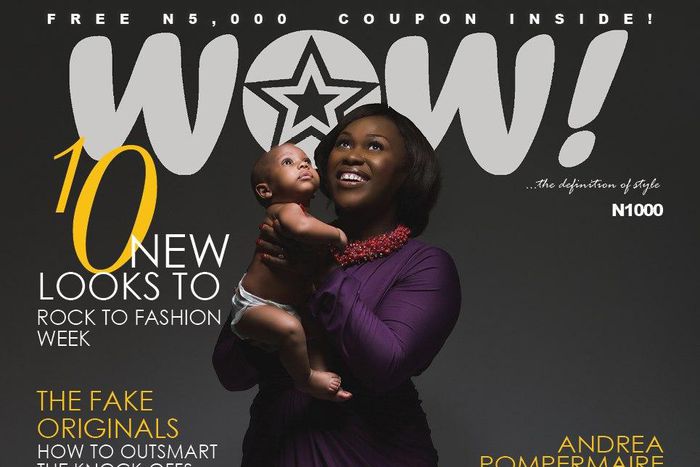 Uche Jombo Rodriguez and son cover Wow Magazine