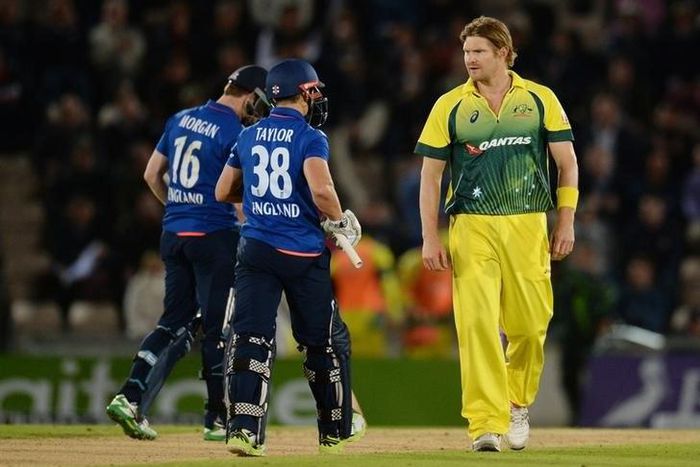 Australia's Shane Watson after England's James Taylor is bowled September 03, 2015.
Reuters / Philip Brown