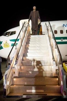 President Muhammadu Buhari arrives in New York on September 25, 2015