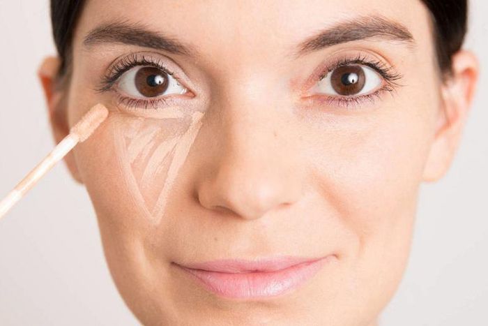 It's best to apply the concealer in 'V' shape and then pat/press into the skin
