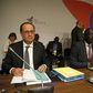 French President Francois Hollande (L) and Gambia's trade minister Abdoulie Jobe attend the Valletta Summit on Migration in Valletta, Malta, November 12, 2015. REUTERS/Darrin Zammit Lupi