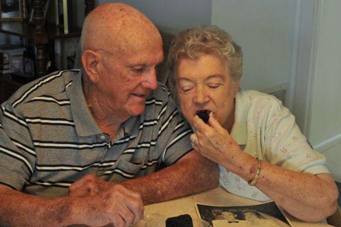 So for every anniversary, Ann and Ken would eat a portion of the cake, and now 60 years after they got married, the couple are still eating a slice of the same wedding cake