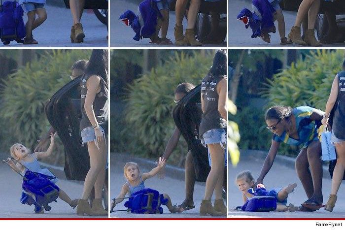 Penelope Disick gets hit in the face by car door